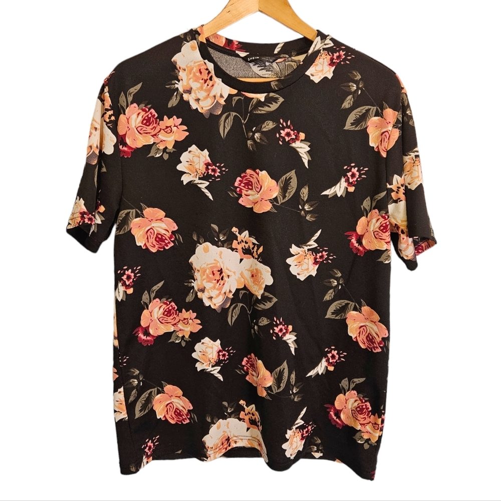 SHEIN Black Floral Top
